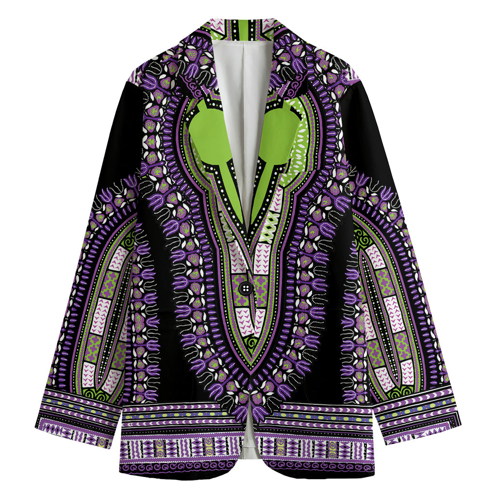 Black And Purple African Dashiki Print Women's Blazer