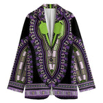 Black And Purple African Dashiki Print Women's Blazer