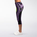 Black And Purple African Dashiki Print Women's Capri Leggings