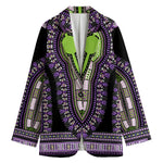 Black And Purple African Dashiki Print Women's Cotton Blazer