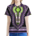 Black And Purple African Dashiki Print Women's Polo Shirt