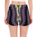 Black And Purple African Dashiki Print Women's Split Running Shorts