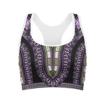 Black And Purple African Dashiki Print Women's Sports Bra