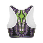 Black And Purple African Dashiki Print Women's Sports Bra