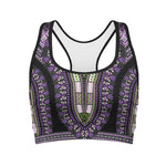 Black And Purple African Dashiki Print Women's Sports Bra