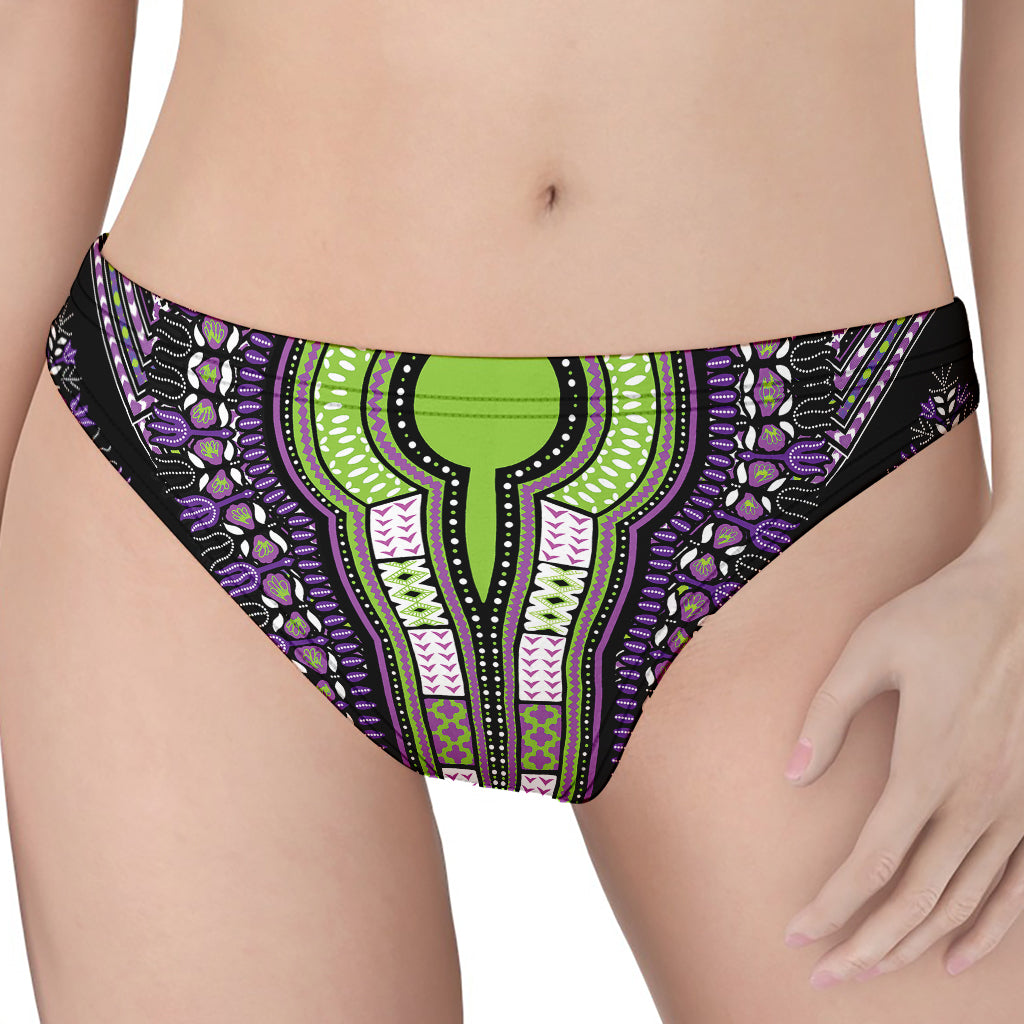 Black And Purple African Dashiki Print Women's Thong