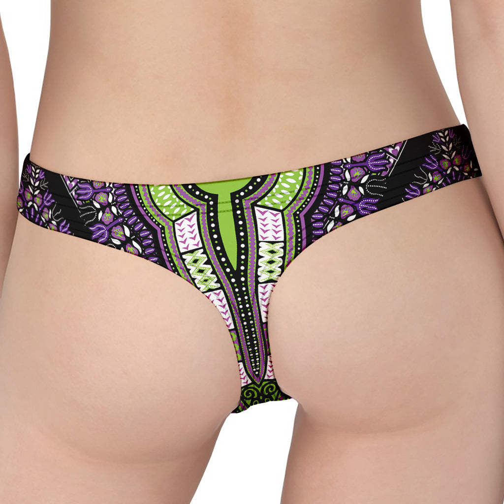 Black And Purple African Dashiki Print Women's Thong