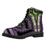 Black And Purple African Dashiki Print Work Boots