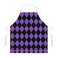 Black And Purple Argyle Pattern Print Adjustable Apron