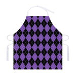 Black And Purple Argyle Pattern Print Adjustable Apron