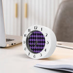Black And Purple Argyle Pattern Print Alarm Clock