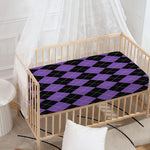 Black And Purple Argyle Pattern Print Baby Crib Sheet