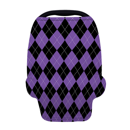 Black And Purple Argyle Pattern Print Baby Seat Cover