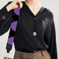 Black And Purple Argyle Pattern Print Bag Strap