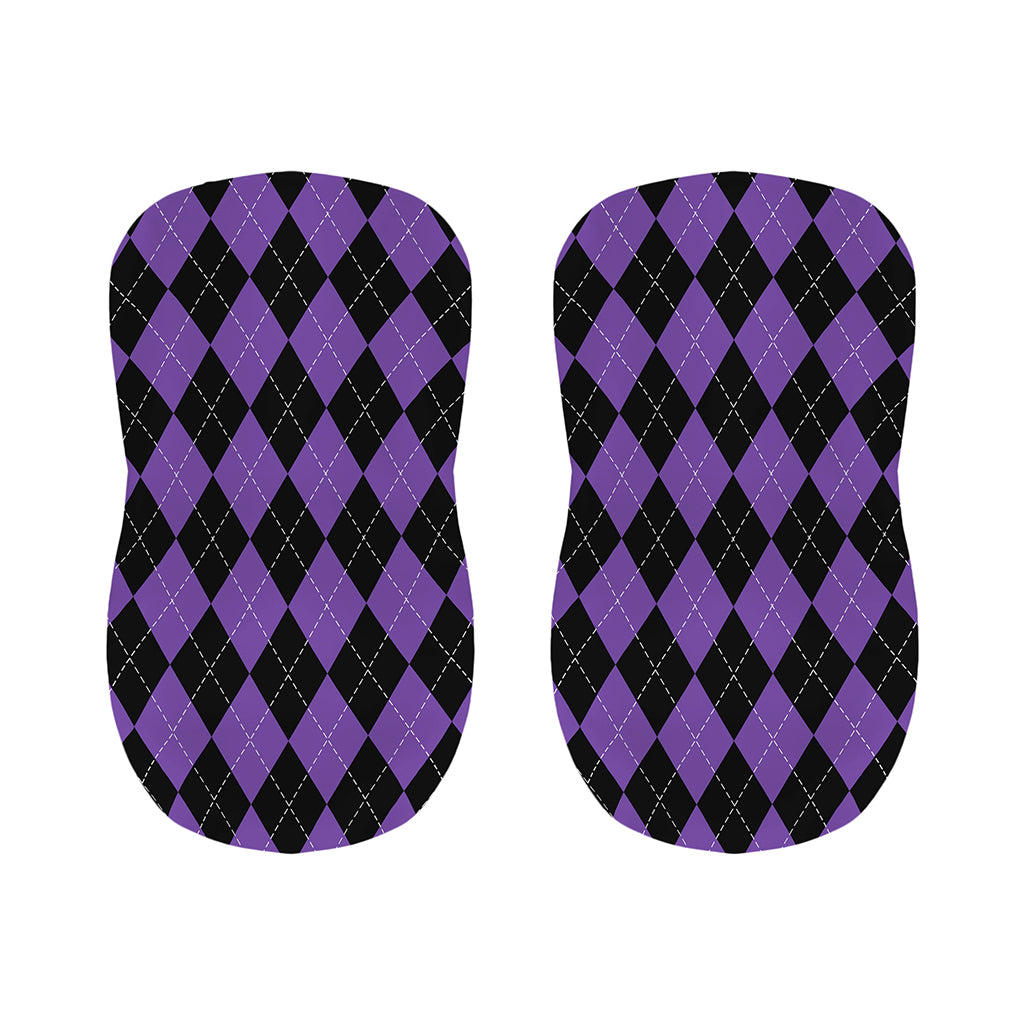 Black And Purple Argyle Pattern Print Bar Stool Covers