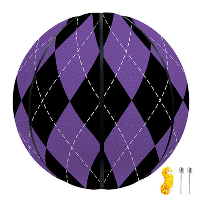 Black And Purple Argyle Pattern Print Basketball