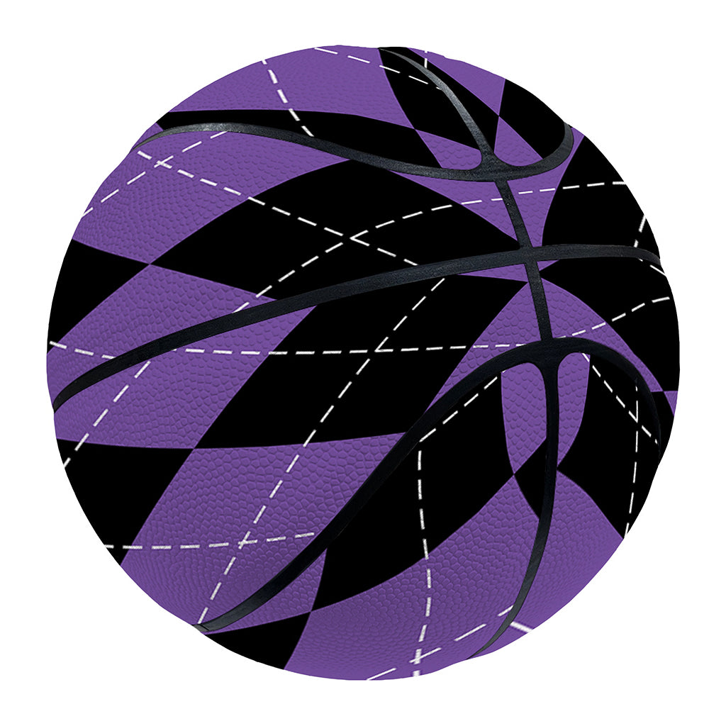 Black And Purple Argyle Pattern Print Basketball