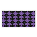 Black And Purple Argyle Pattern Print Beach Towel