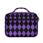 Black And Purple Argyle Pattern Print Briefcase Bible Bag