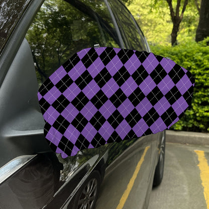 Black And Purple Argyle Pattern Print Car Side Mirror Covers