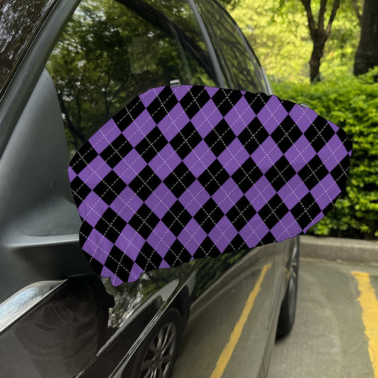 Black And Purple Argyle Pattern Print Car Side Mirror Covers