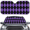 Black And Purple Argyle Pattern Print Car Windshield Sun Shade