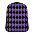 Black And Purple Argyle Pattern Print Casual Backpack