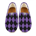 Black And Purple Argyle Pattern Print Casual Shoes