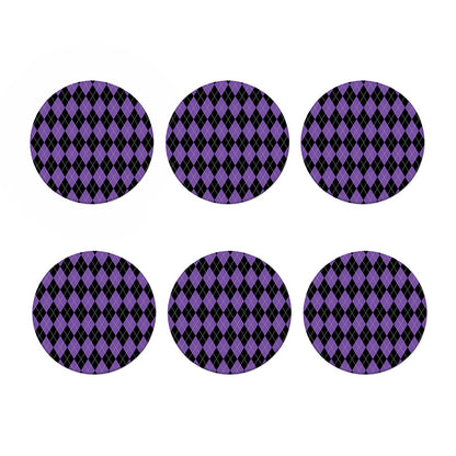 Black And Purple Argyle Pattern Print Coaster Set