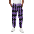 Black And Purple Argyle Pattern Print Cotton Sweatpants