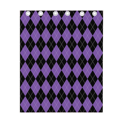 Black And Purple Argyle Pattern Print Curtain