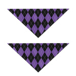 Black And Purple Argyle Pattern Print Dog Bandana