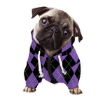 Black And Purple Argyle Pattern Print Dog Zip Up Hoodie