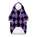 Black And Purple Argyle Pattern Print Dog Zip Up Hoodie