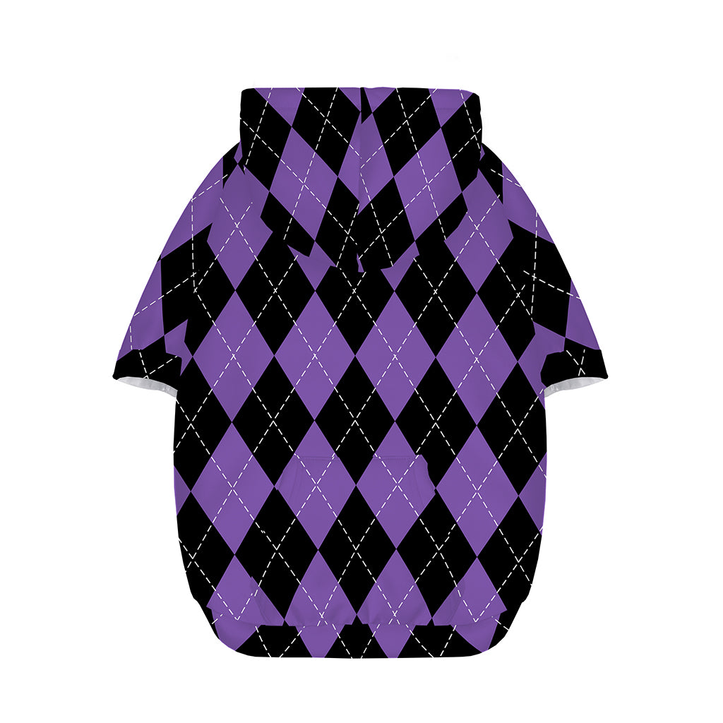 Black And Purple Argyle Pattern Print Dog Zip Up Hoodie