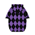 Black And Purple Argyle Pattern Print Dog Zip Up Hoodie