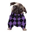 Black And Purple Argyle Pattern Print Dog Zip Up Jacket