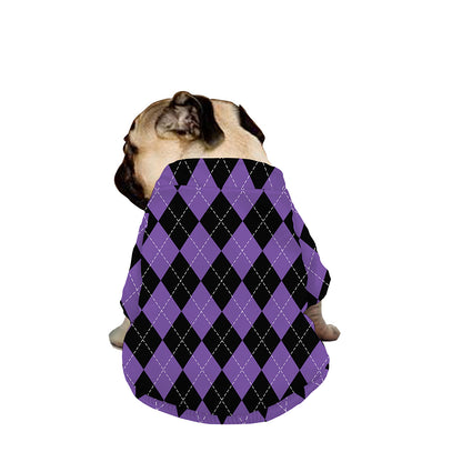 Black And Purple Argyle Pattern Print Dog Zip Up Jacket