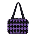 Black And Purple Argyle Pattern Print Double Strap Bible Bag