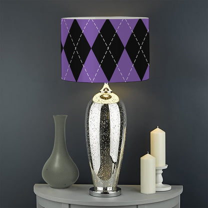Black And Purple Argyle Pattern Print Drum Lamp Shade