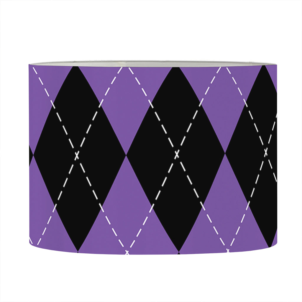 Black And Purple Argyle Pattern Print Drum Lamp Shade