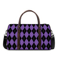 Black And Purple Argyle Pattern Print Duffel Bag