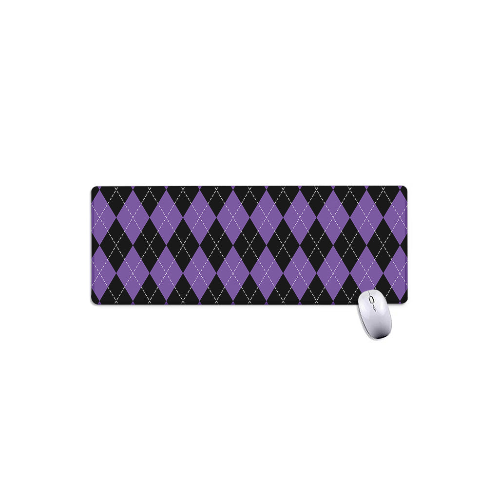 Black And Purple Argyle Pattern Print Extended Mouse Pad