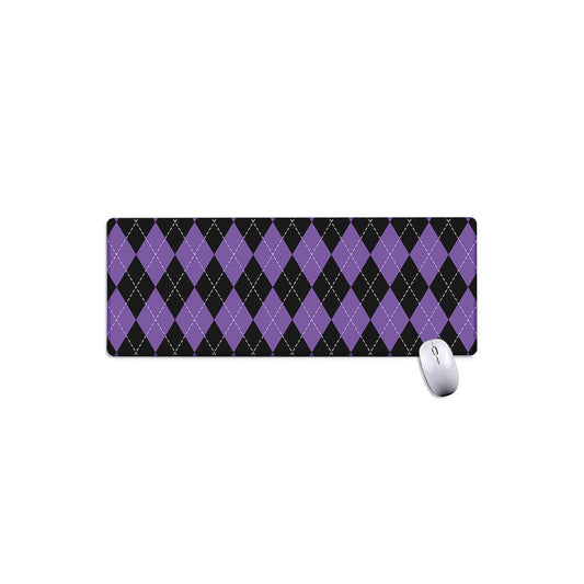 Black And Purple Argyle Pattern Print Extended Mouse Pad