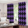 Black And Purple Argyle Pattern Print Extra Wide Grommet Curtains