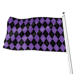 Black And Purple Argyle Pattern Print Flag