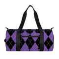 Black And Purple Argyle Pattern Print Gym Bag