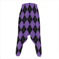 Black And Purple Argyle Pattern Print Hammer Pants