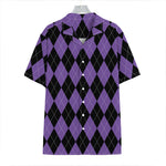 Black And Purple Argyle Pattern Print Hawaiian Shirt