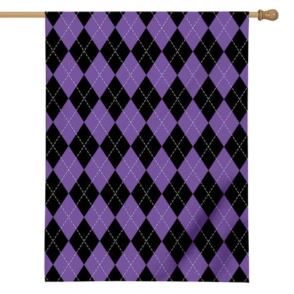 Black And Purple Argyle Pattern Print House Flag
